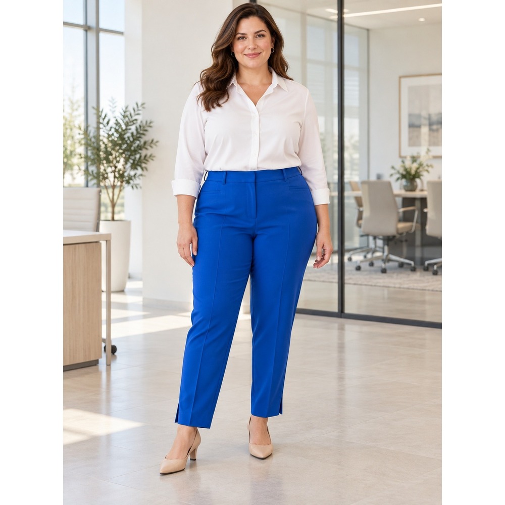 Lane Bryant Lena Ankle Pant Womens 26 Blue Curvy Fit Double Weave Stretch New